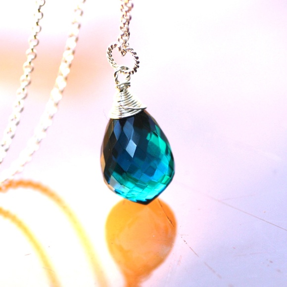 Handcrafted Sterling Silver Paraiba Tourmaline Pendant, October Birthstone - Picture 4 of 8